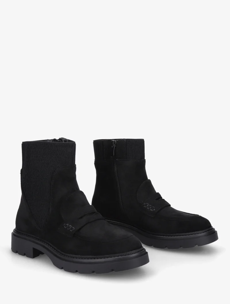 Bottines en suédine style mocassin - Noir