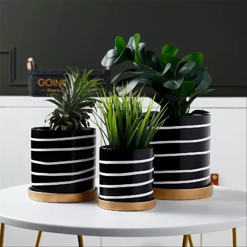 Cache Pot Noir et Blanc Zibra