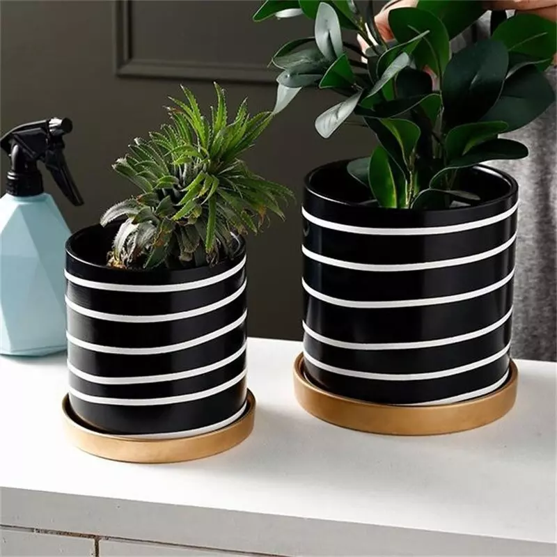 Cache Pot Noir et Blanc Zibra