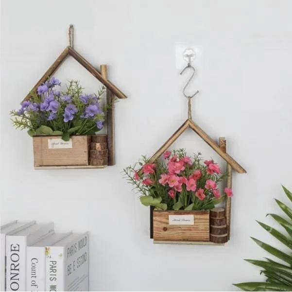 Pot de Fleurs Mural Maisonnette en bois