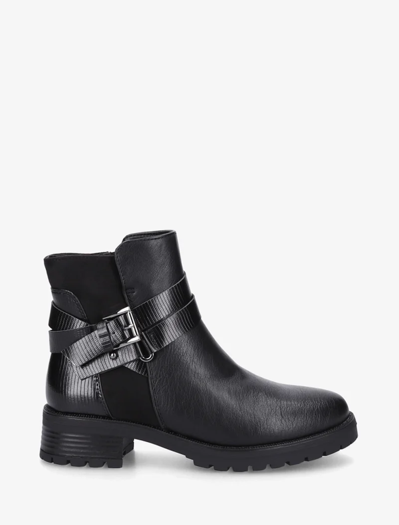 Bottines à sangles et contrefort python - Noir