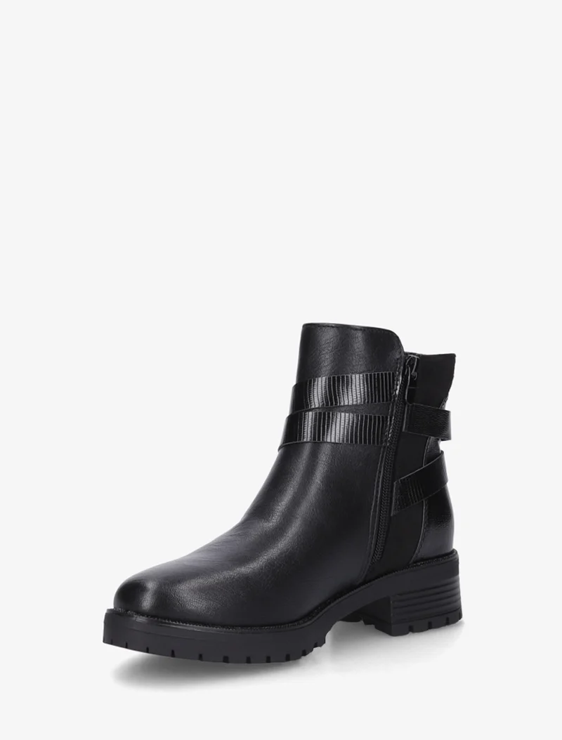 Bottines à sangles et contrefort python - Noir