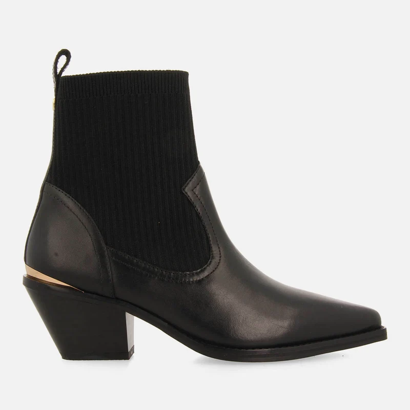 COWBOY SOCK-STYLE ANKLE BOOTS LEATHER HEEL TAPOLCA