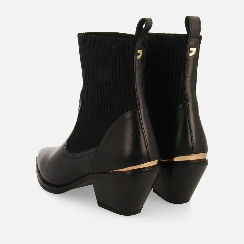 COWBOY SOCK-STYLE ANKLE BOOTS LEATHER HEEL TAPOLCA