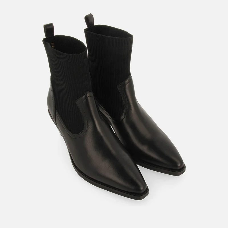 COWBOY SOCK-STYLE ANKLE BOOTS LEATHER HEEL TAPOLCA