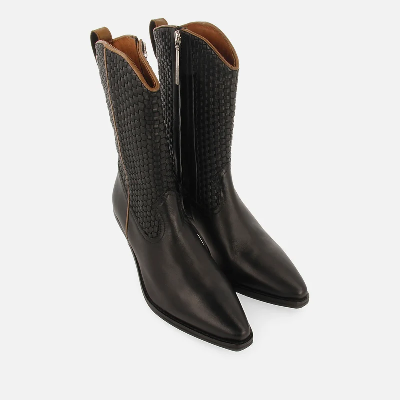 COWBOY BOOTS BRAIDED HEEL LEATHER AMPASS