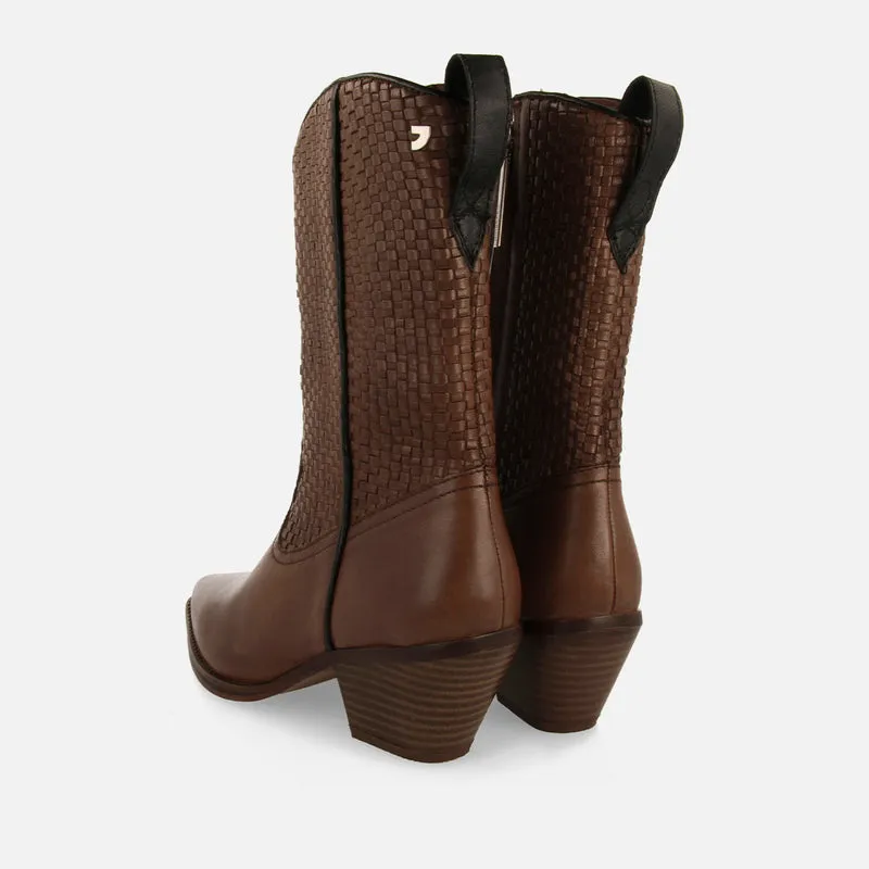 COWBOY BOOTS BRAIDED HEEL LEATHER AMPASS