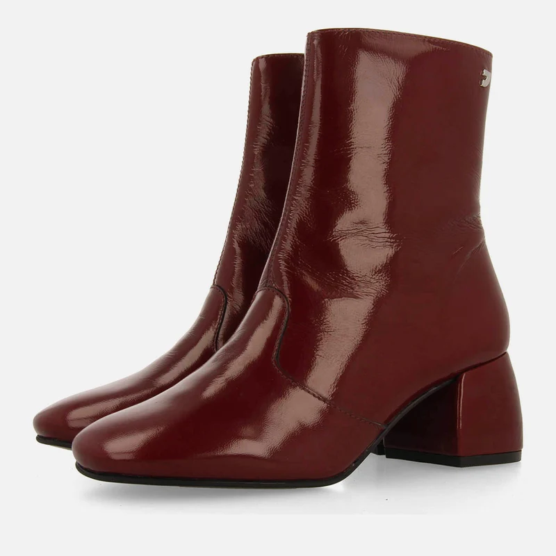 PATENT LEATHER ANKLE BOOTS WITH HEEL DUDINCE