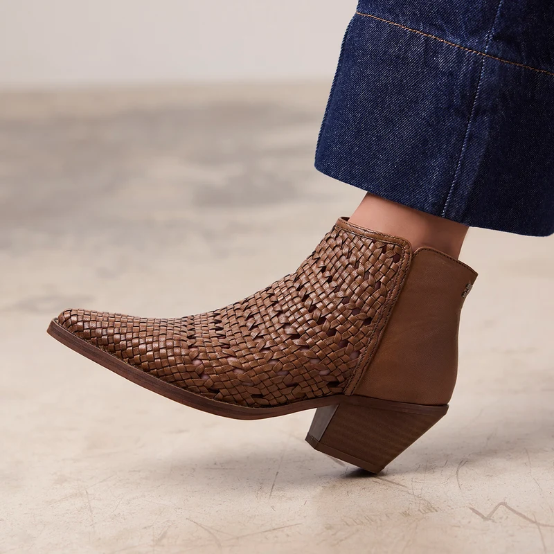 BRAIDED COWBOY BOOTS WITH LEATHER HEEL LIVONIA