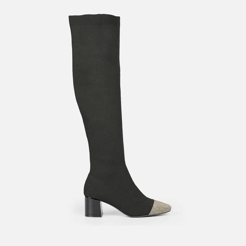 ELASTIC HIGH BOOTS WITH HEEL POPRAD