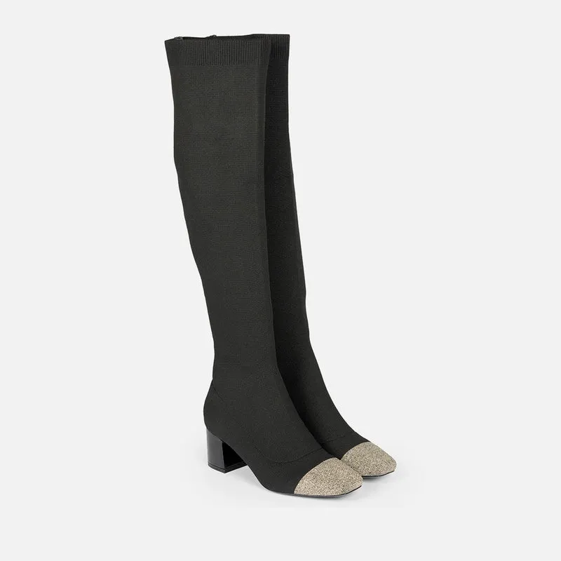 ELASTIC HIGH BOOTS WITH HEEL POPRAD