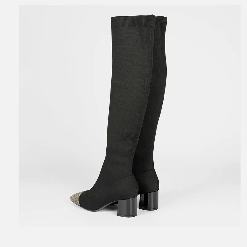 ELASTIC HIGH BOOTS WITH HEEL POPRAD