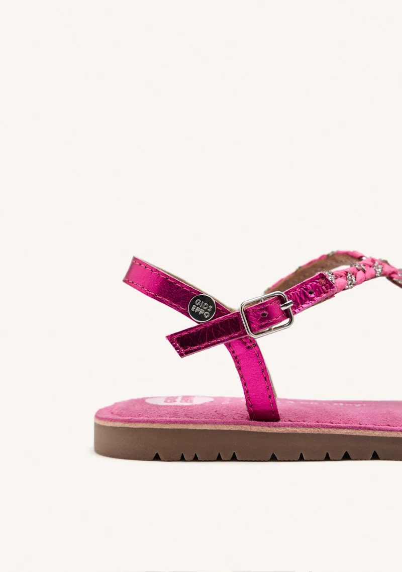 LEATHER, RAFFIA AND GLITTER SANDALS WENHAM