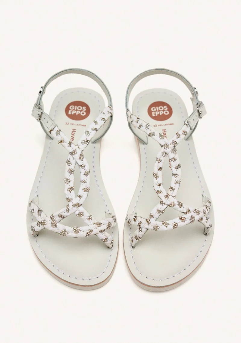 LEATHER, RAFFIA AND GLITTER SANDALS WENHAM