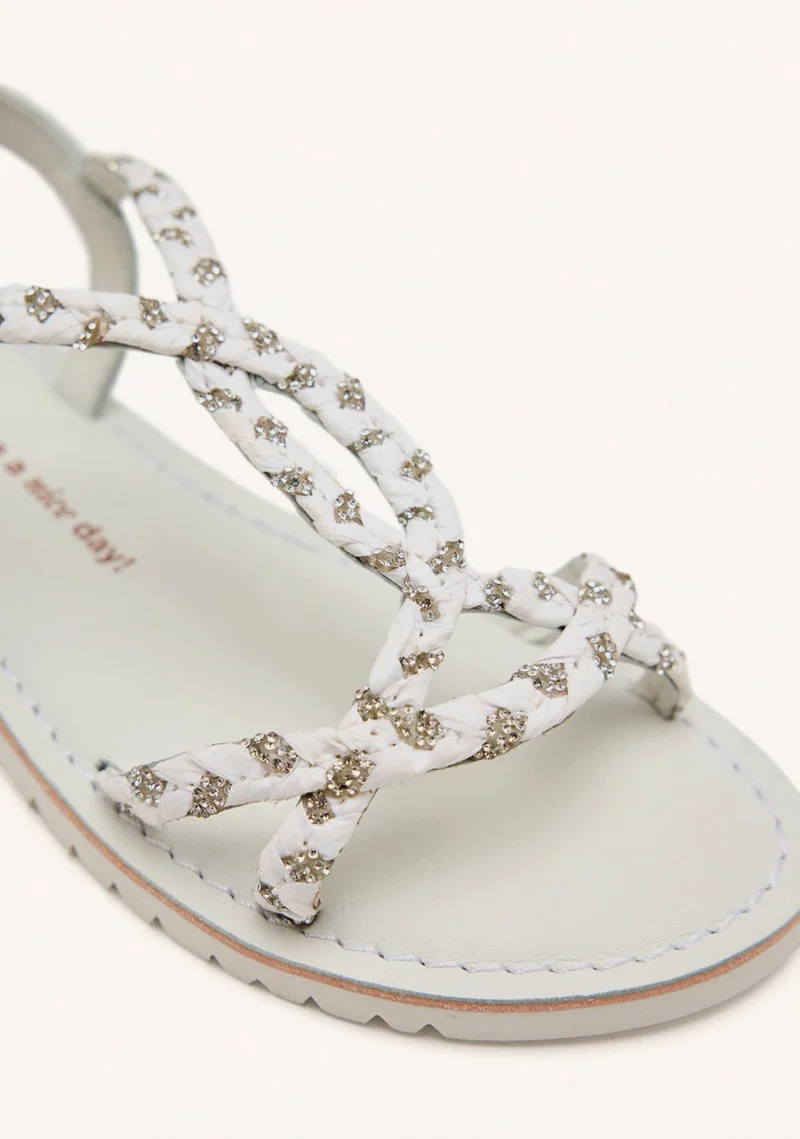 LEATHER, RAFFIA AND GLITTER SANDALS WENHAM