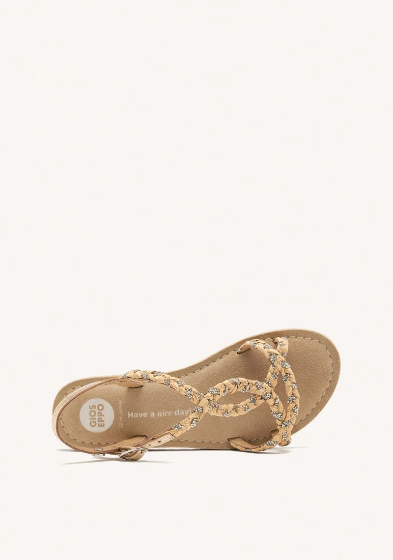 LEATHER, RAFFIA AND GLITTER SANDALS WENHAM