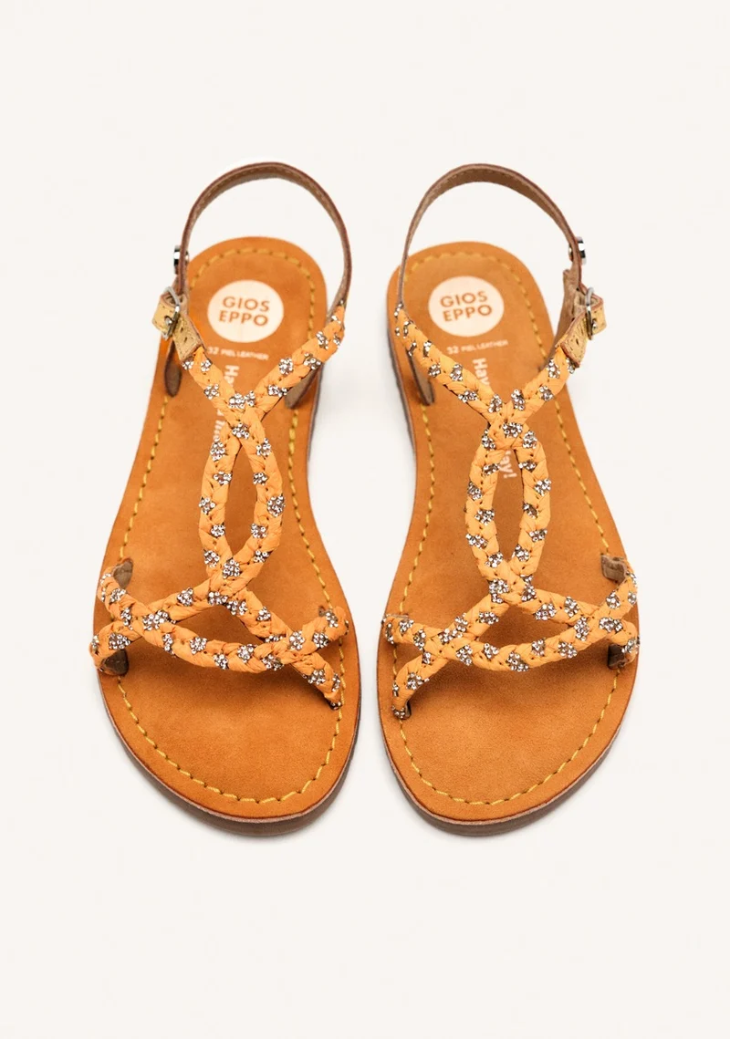 LEATHER, RAFFIA AND GLITTER SANDALS WENHAM