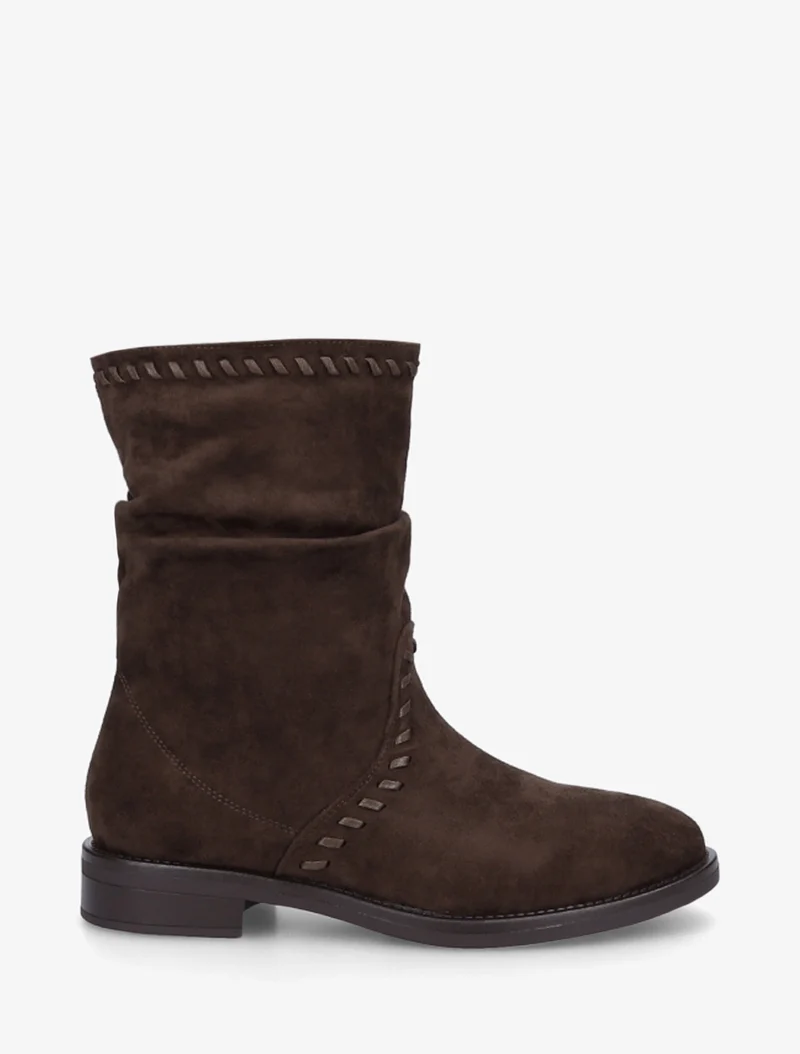 Bottines en suédine à coutures apparentes - Chocolat