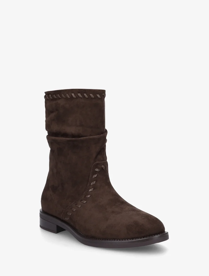 Bottines en suédine à coutures apparentes - Chocolat