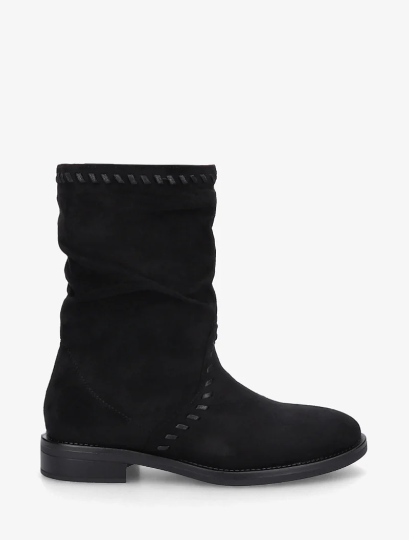 Bottines en suédine à coutures apparentes - Noir