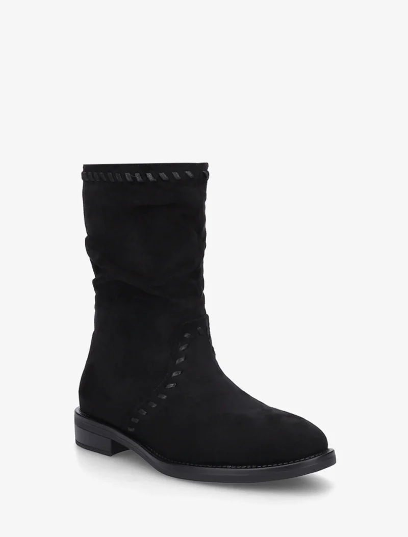 Bottines en suédine à coutures apparentes - Noir