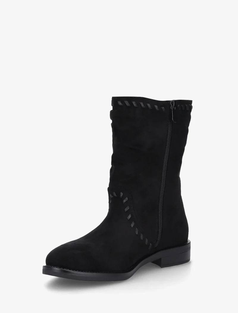 Bottines en suédine à coutures apparentes - Noir