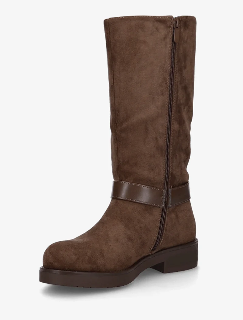Bottes en suédine sanglées - Marron