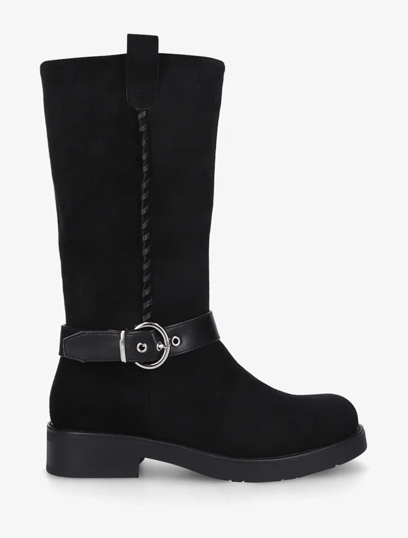 Bottes en suédine sanglées - Noir