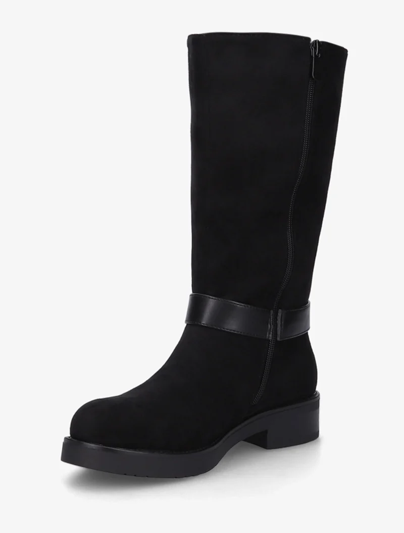 Bottes en suédine sanglées - Noir