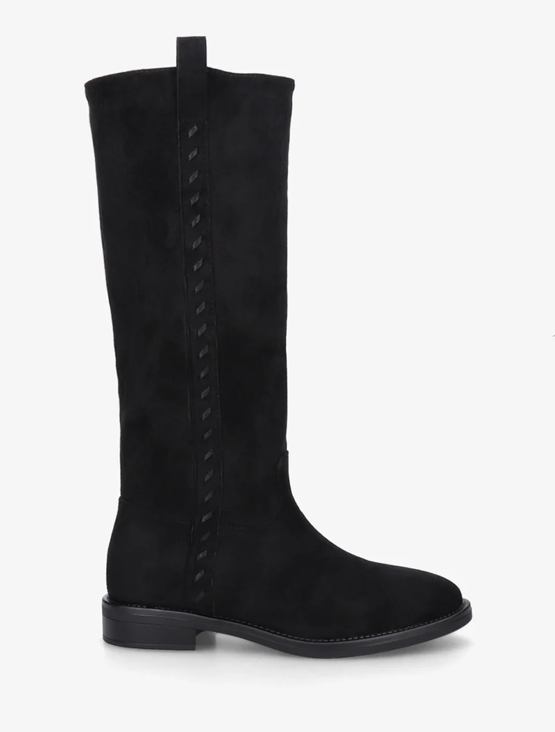 Bottes en suédine à coutures décoratives - Noir