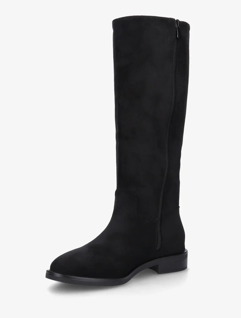 Bottes en suédine à coutures décoratives - Noir