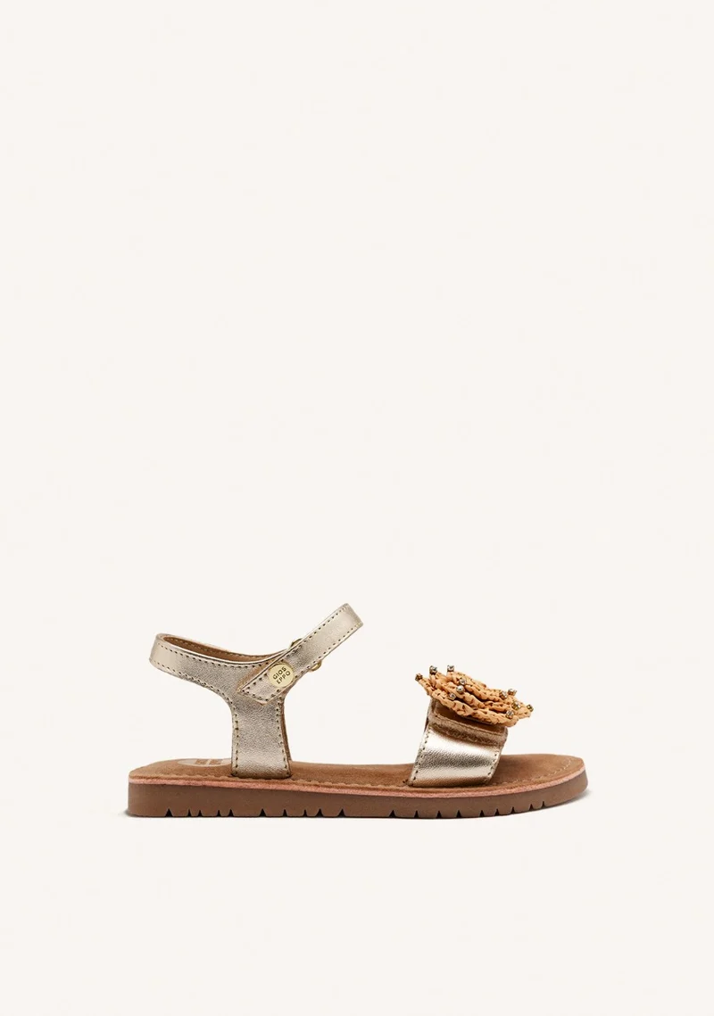 METALLIC LEATHER FLOWER SANDALS BUCHANAN