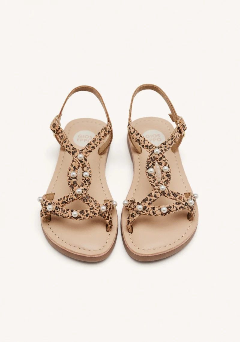 BRAIDED LEATHER PEARL SANDALS MARTELL