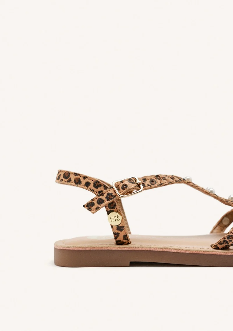 BRAIDED LEATHER PEARL SANDALS MARTELL