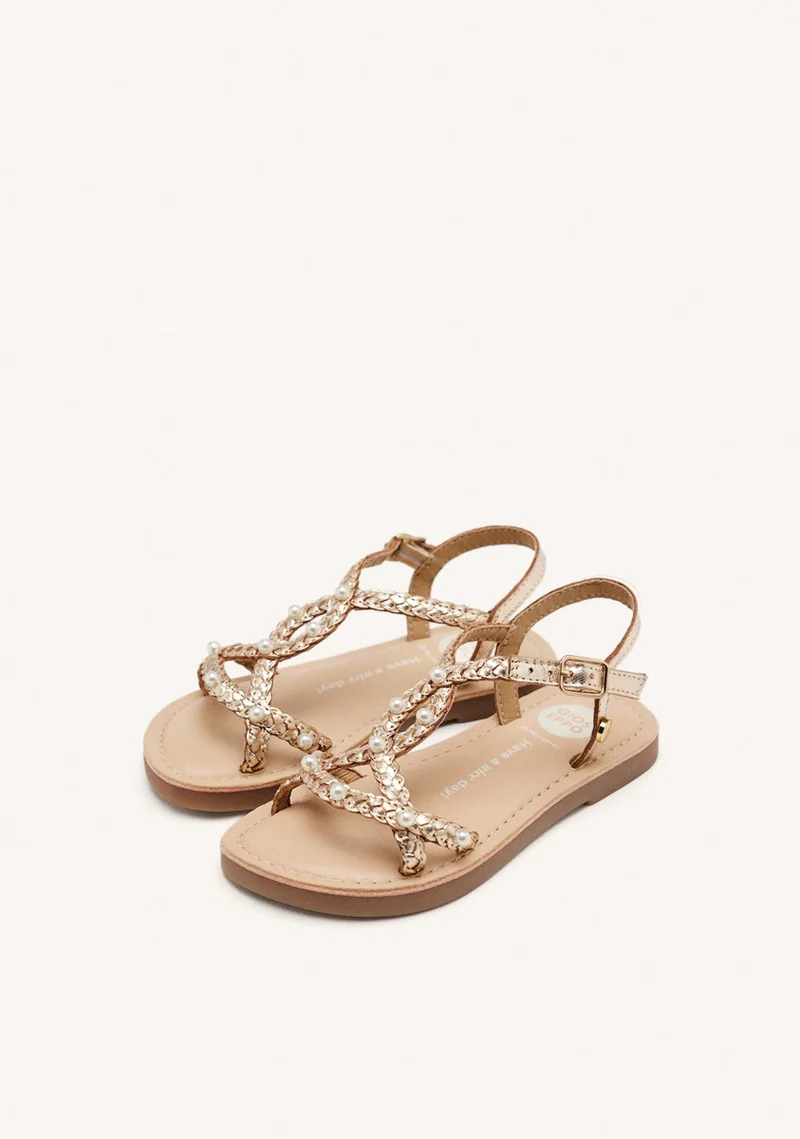 BRAIDED LEATHER PEARL SANDALS MARTELL