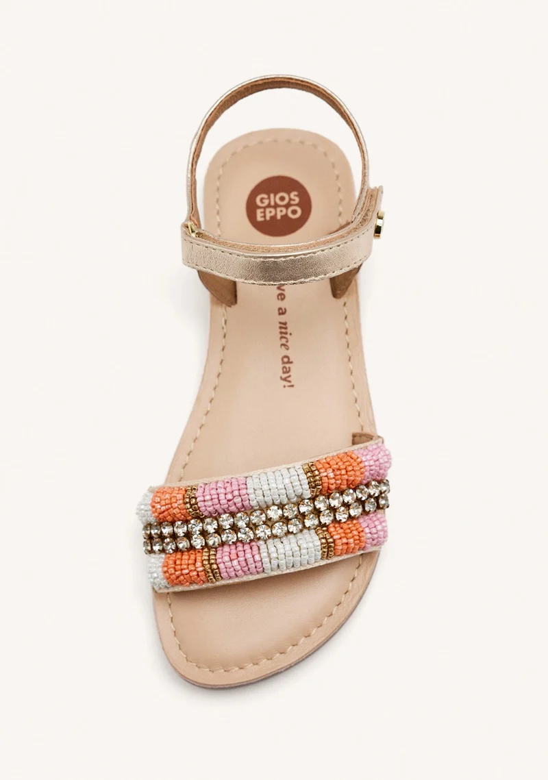METALLIC LEATHER BEADED SANDALS COUDERAY