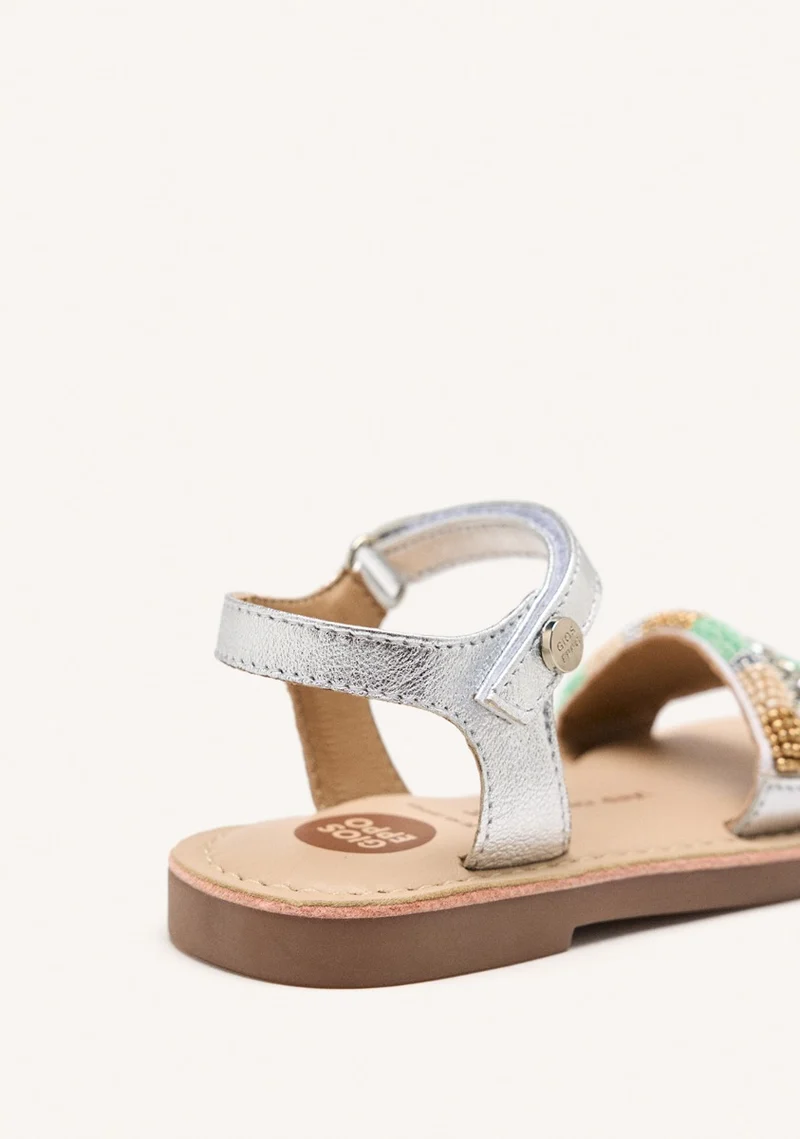 METALLIC LEATHER BEADED SANDALS BURNETT