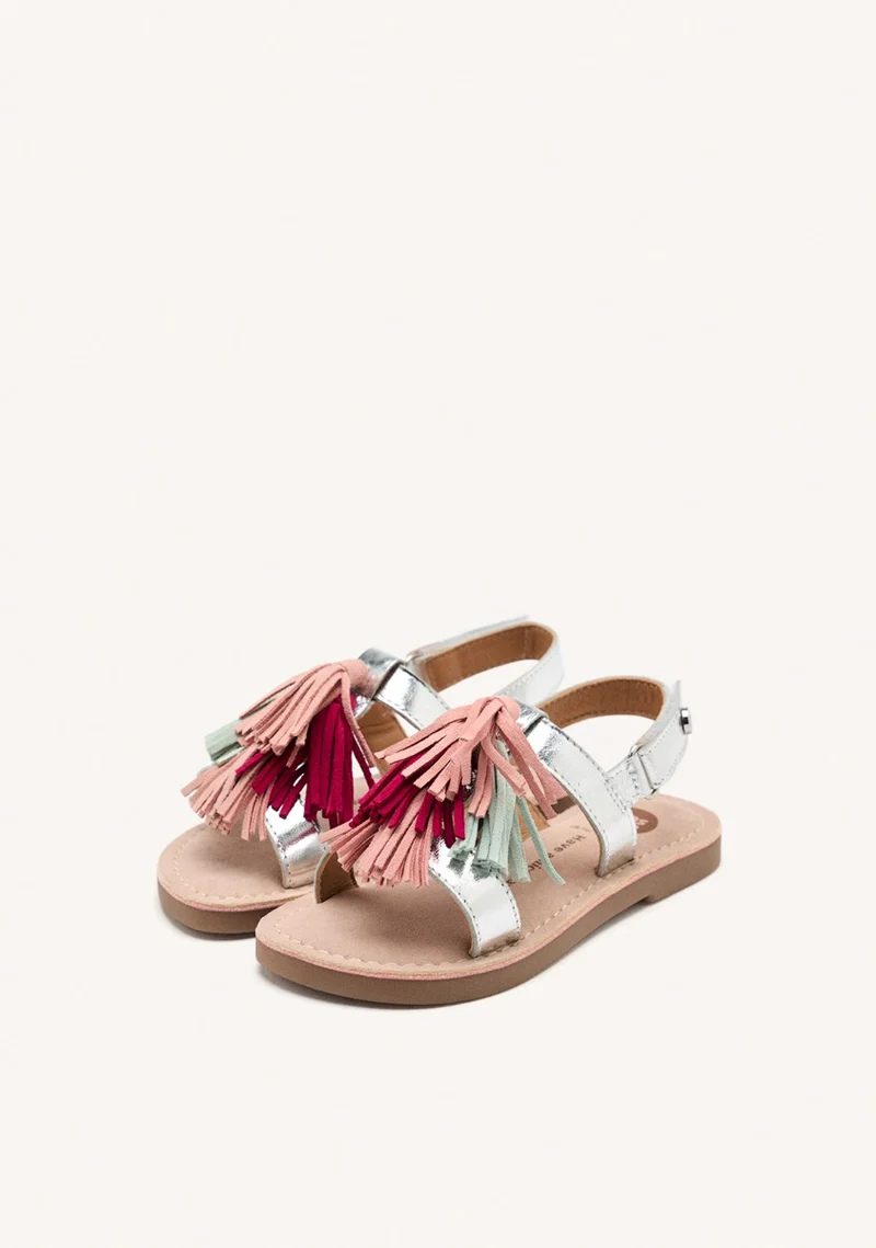 LEATHER FRINGE SANDALS HEWITT
