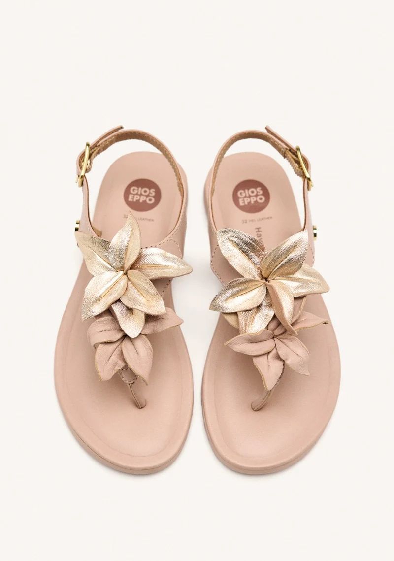 LEATHER GREEK SANDALS FLOWERS LINNEUS