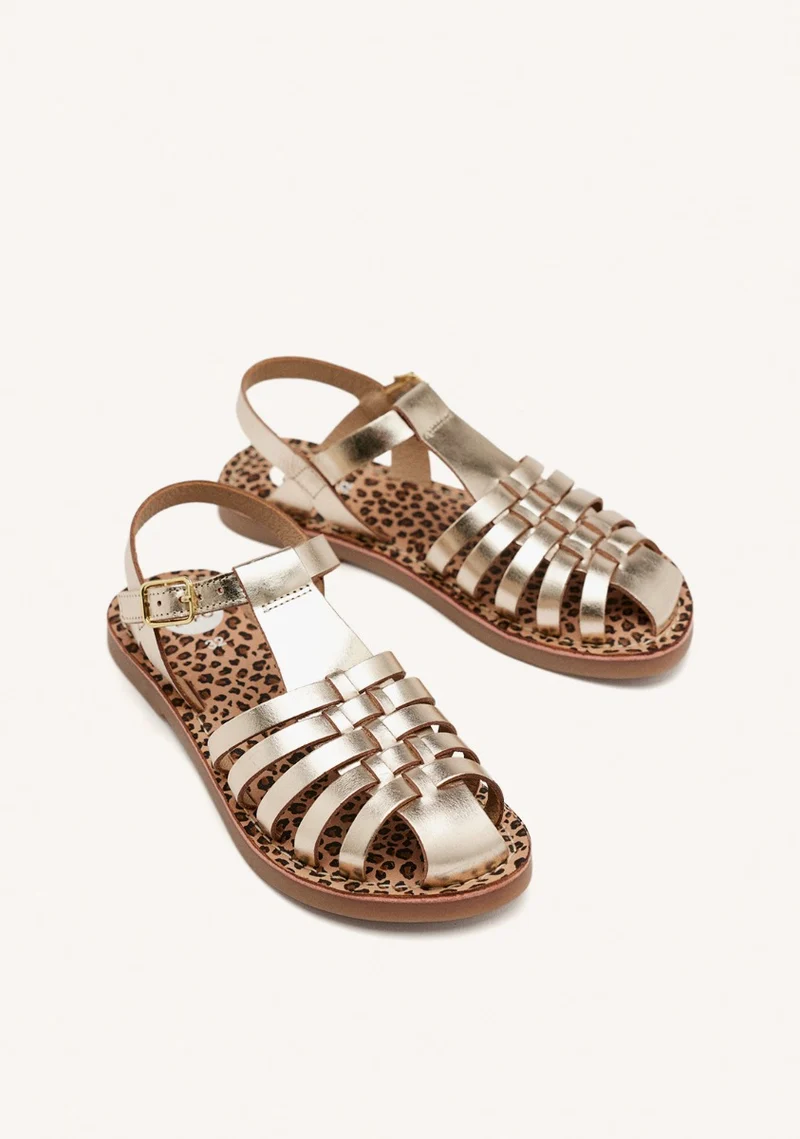 METALLIC LEATHER CLOSED SANDALS AUBURN