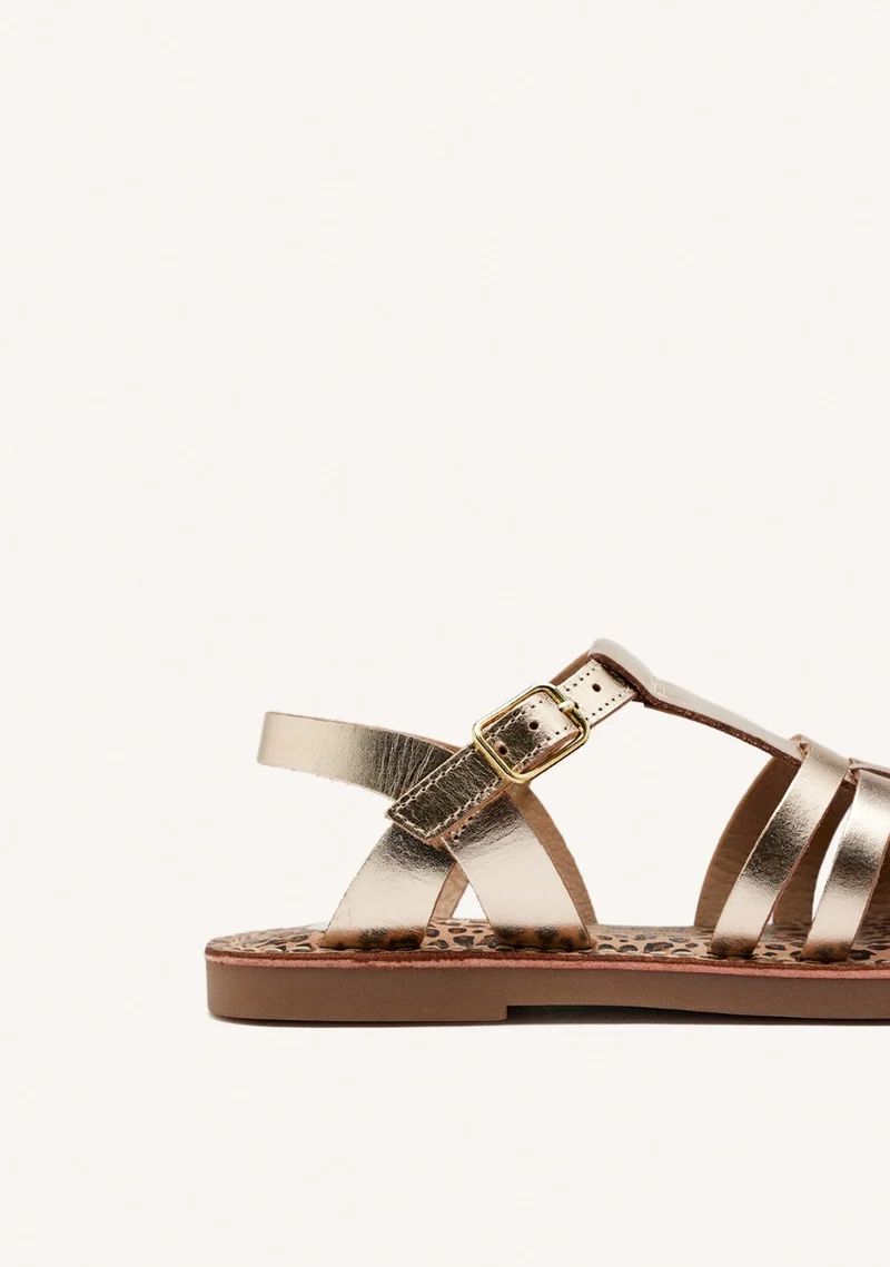 METALLIC LEATHER CLOSED SANDALS AUBURN