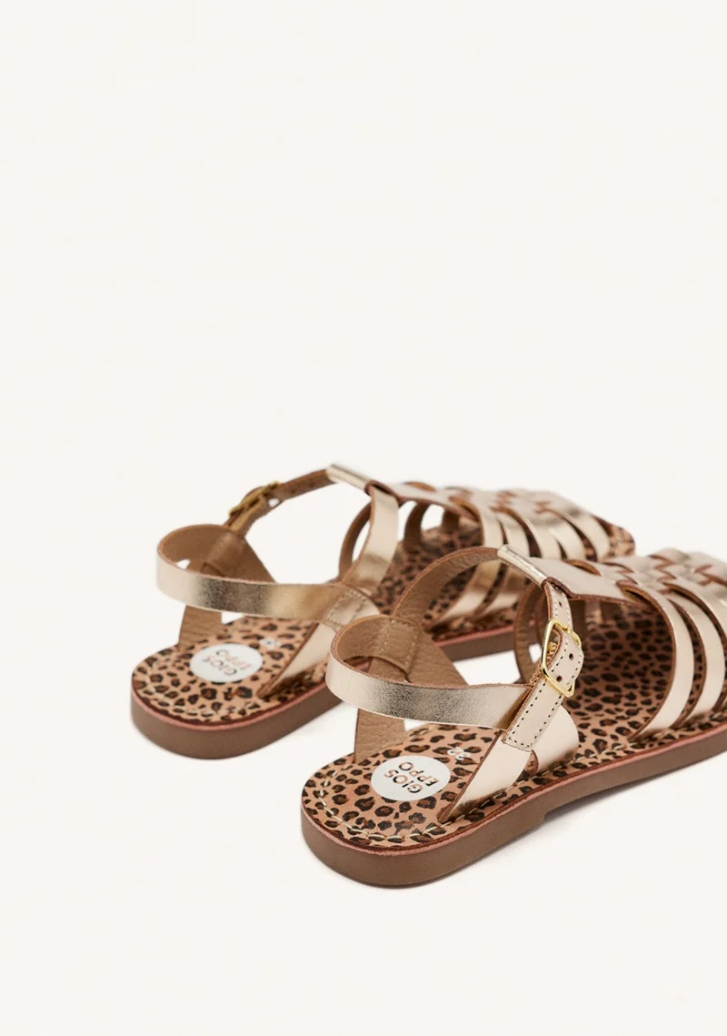 METALLIC LEATHER CLOSED SANDALS AUBURN