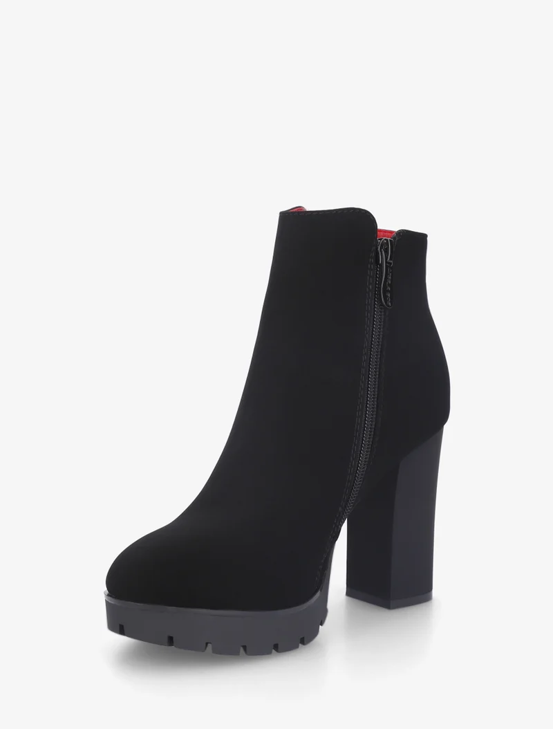 Bottines à talon et zip - Noir