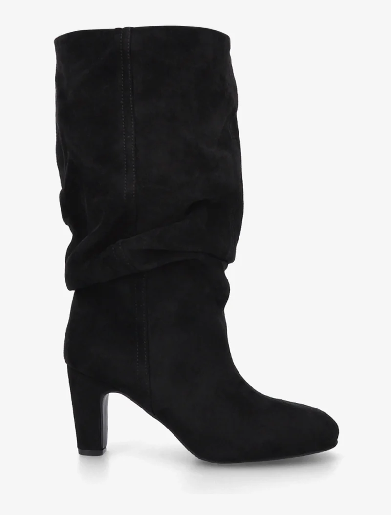 Bottes en suédine froncées à bouts ronds - Noir