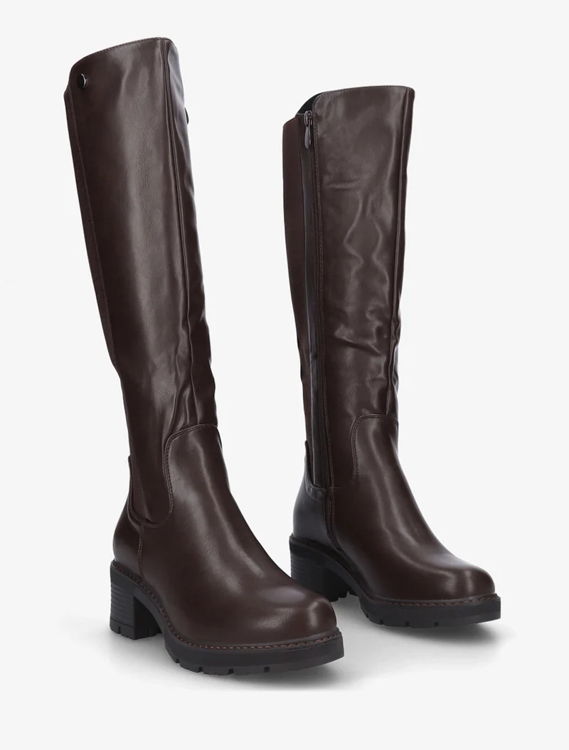 Bottes élastiquées à talon - Marron