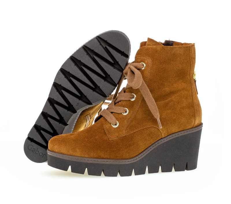 Bottines à lacets marron en velours