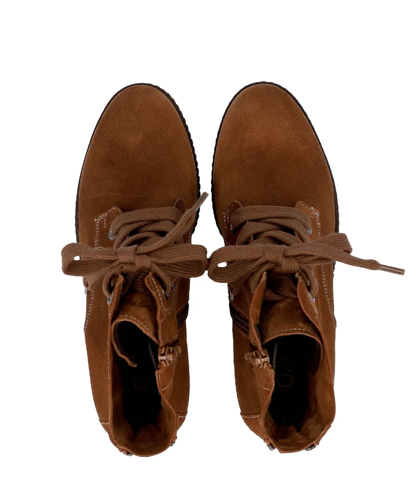 Bottines à lacets marron en velours