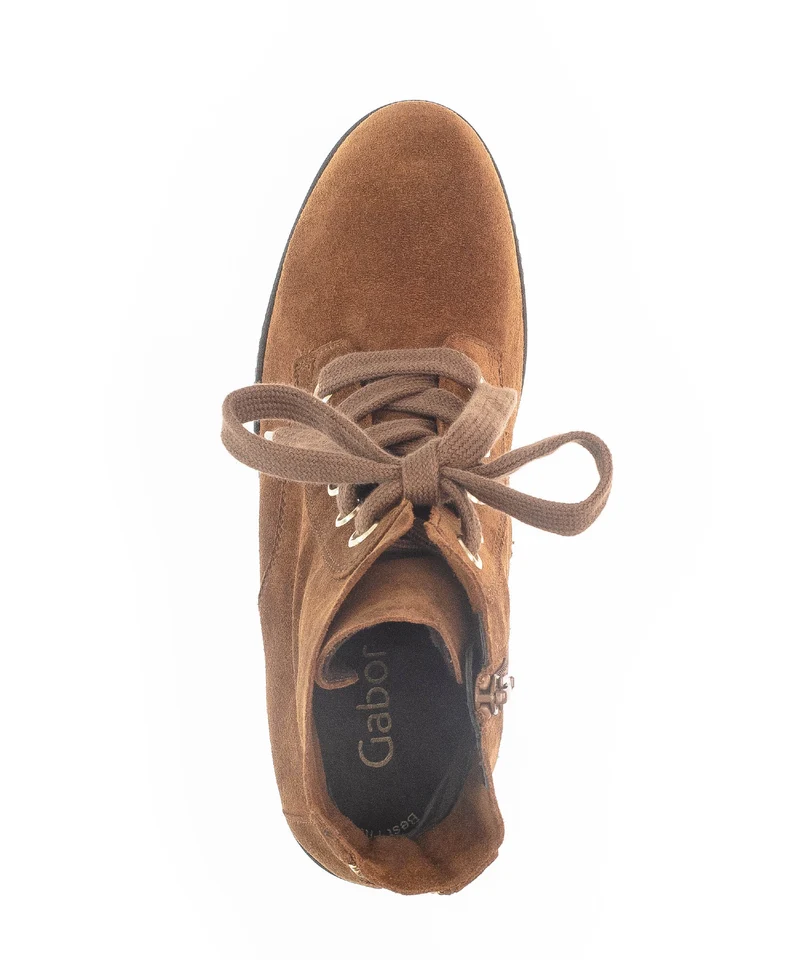 Bottines à lacets marron en velours