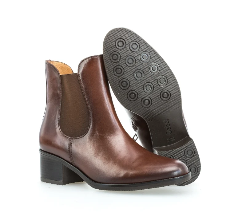 Bottines marron en cuir lisse