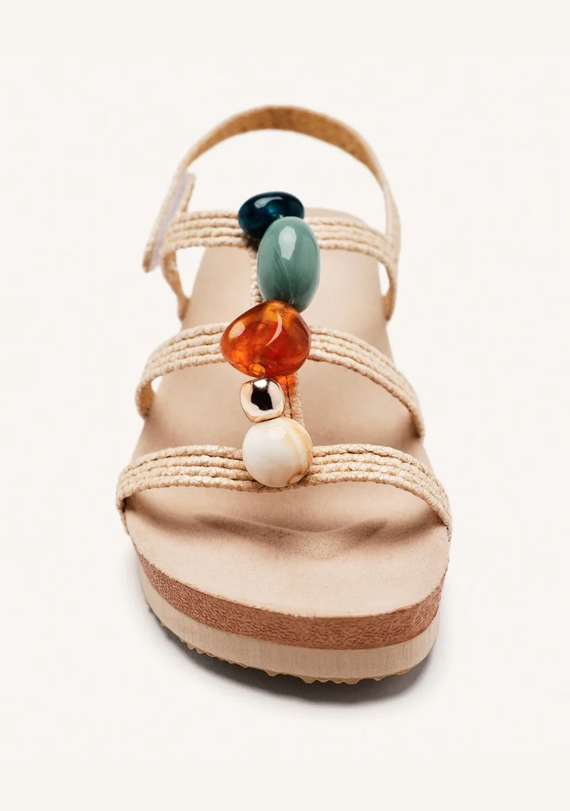 RAFFIA AND BEADS WEDGE SANDALS RANTOUL